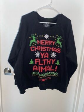 torrid Black Holiday Sweater with Red and Green Knit Graphic